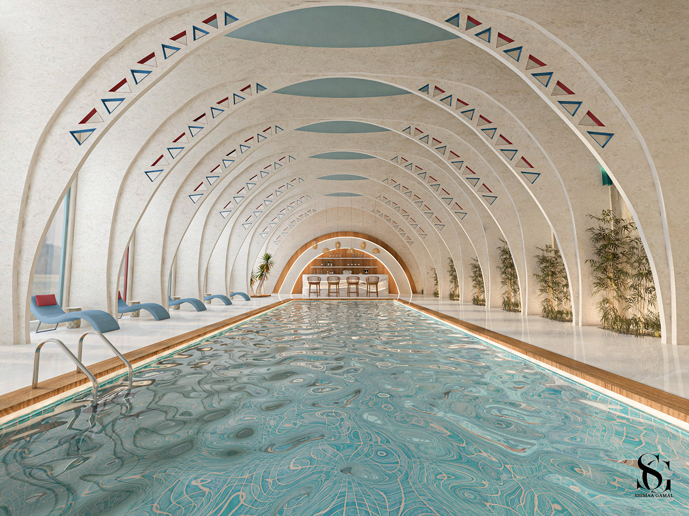 Pool Spa Nubian interior design  indoor aswan bath design turksih
