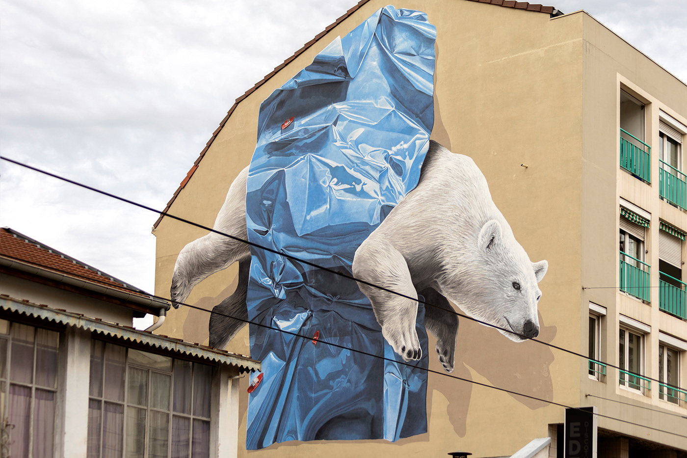 bear Mural plastic sea climate change climate crisis global warming Polar Bear Street Art  urban art
