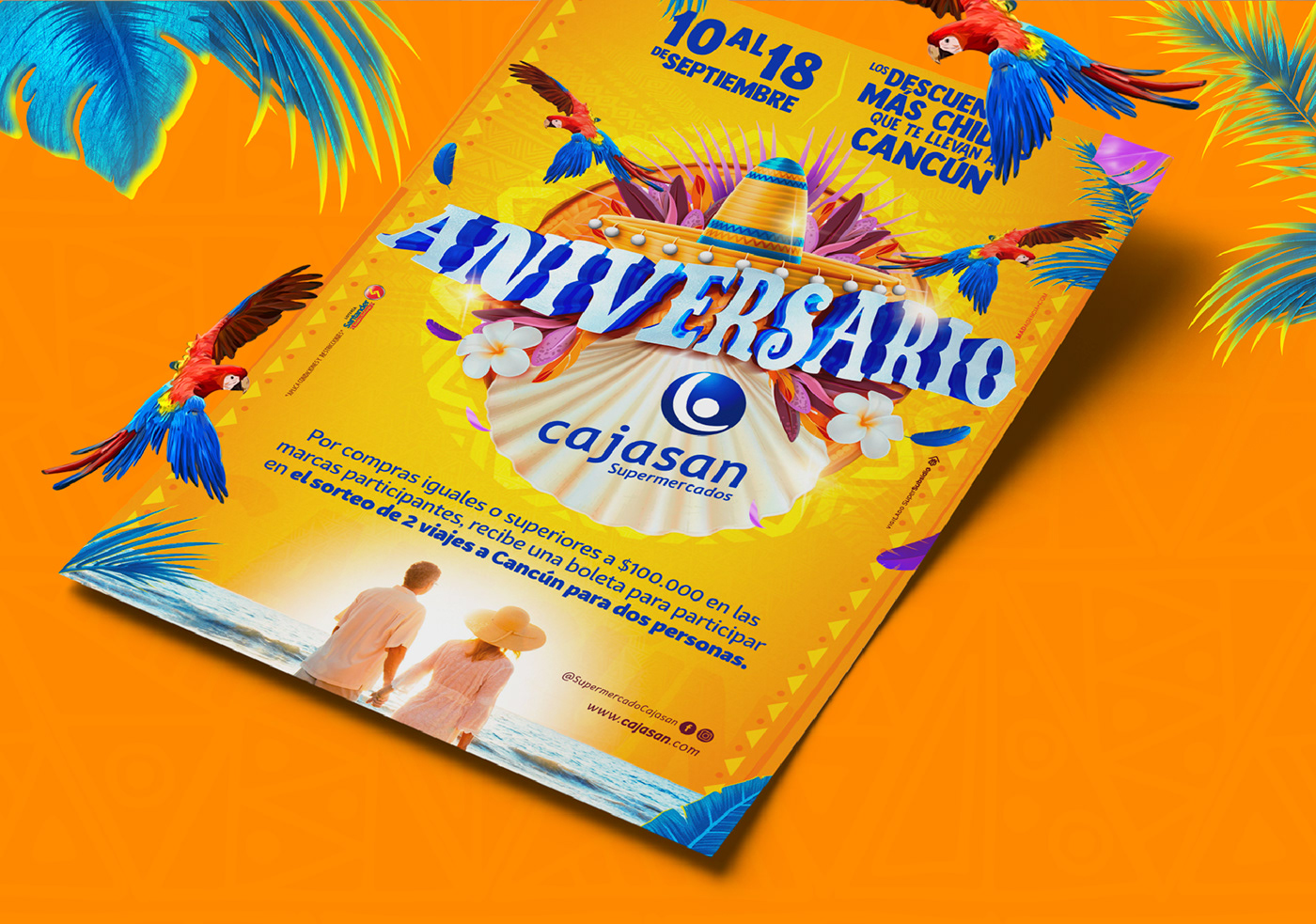 Cajasan aniversário supermercado publicidad retoque Campaña ilustracion Mad agencia cancun