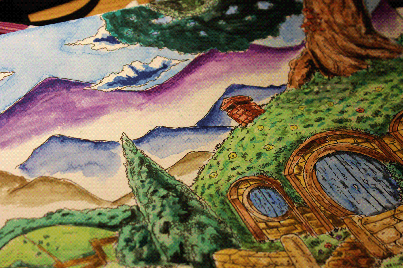 hobbit ILLUSTRATION  Lord of Rings Shire watercolor