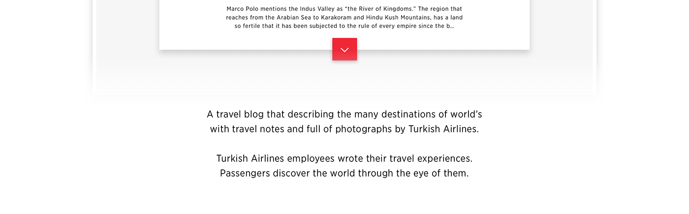 Turkish Airlines Blog crew Travel story Website UI ux