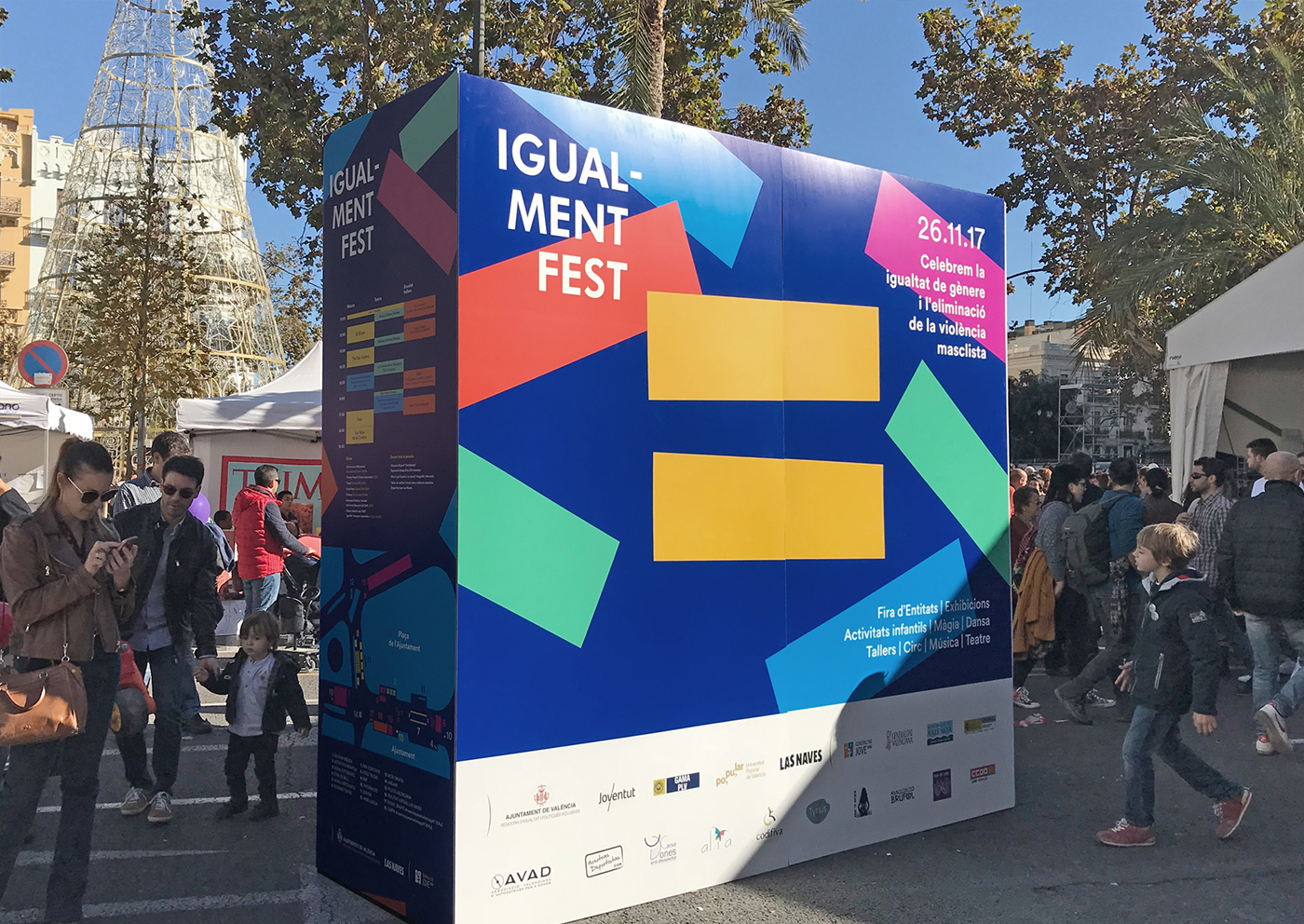 design genero pieces confetti equality colors flat poster festival valencia