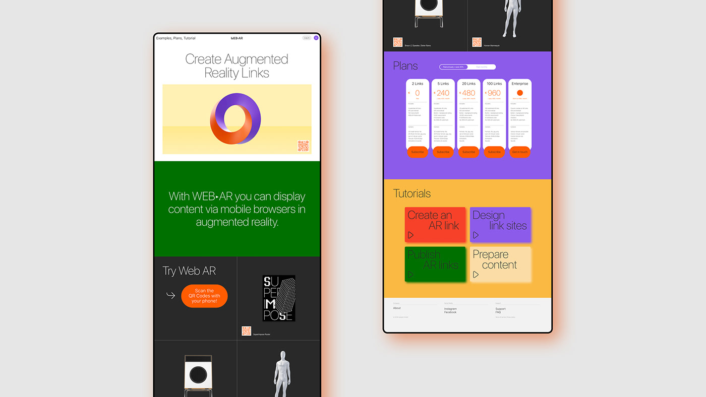 3D AR augmented reality color blocking colorfull Dieter Rams Editor web-ar webar