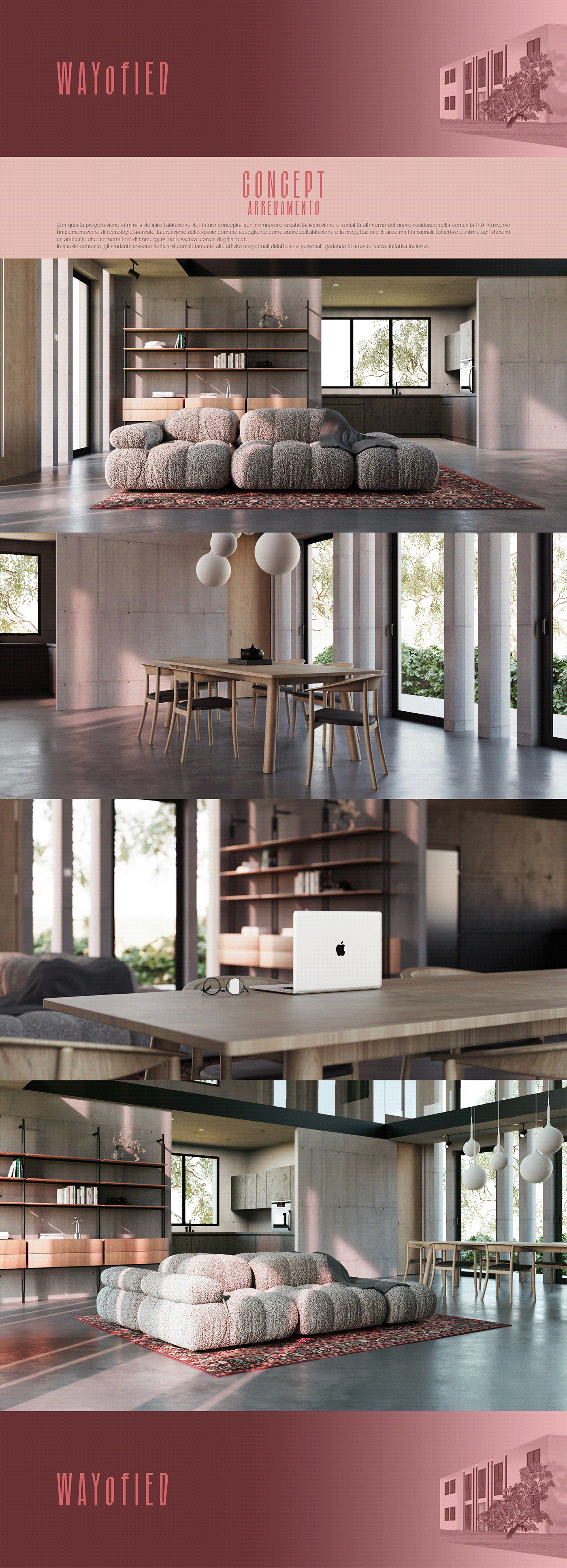 3D 3ds max corona interior design  architecture Render design cmf concrete Project