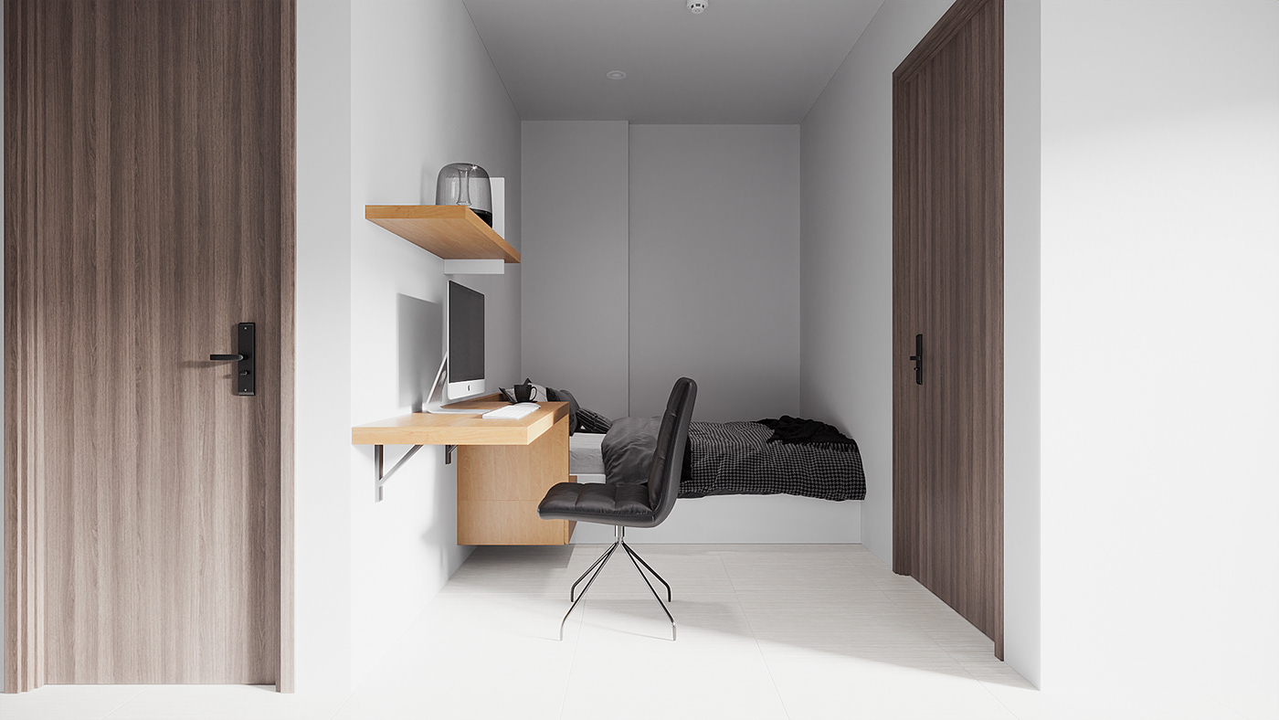 apartment CG corona render  design furniture Interior ktichen living minimal morden