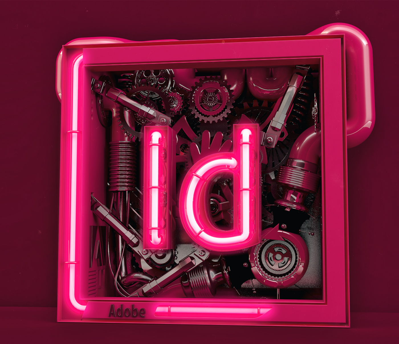 adobe Adobe InDesign InDesign 3D neon logo mechanical