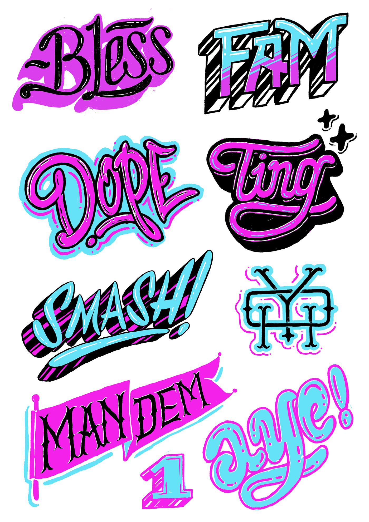 slang type UrbanType slangwords stickers app ios lettering handtype stickerbomb