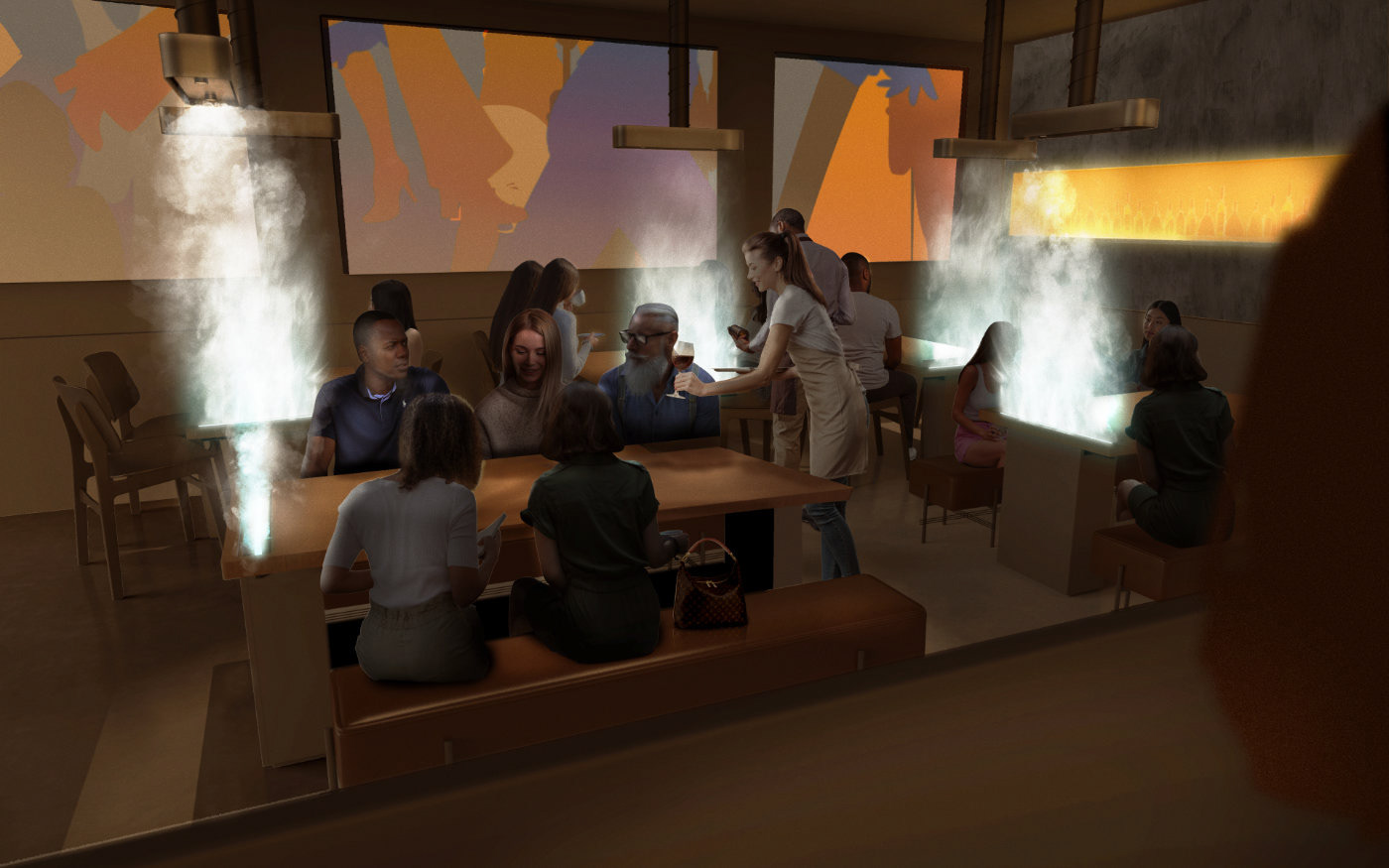 fine dining furniture industrial design  Interior restaurant visualization