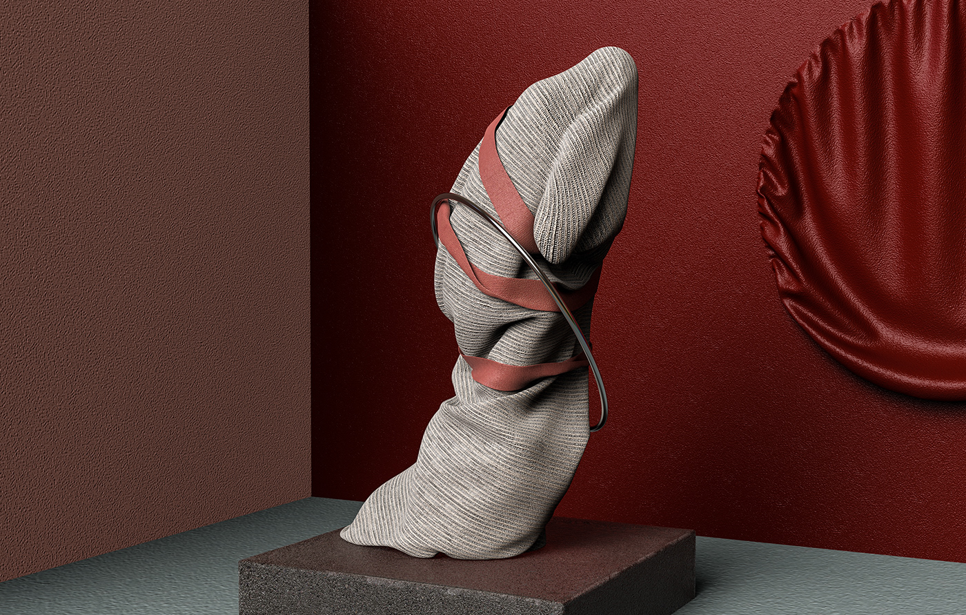 3D ILLUSTRATION  textile fabric composition conceptual concept contemporary art Embroidery
