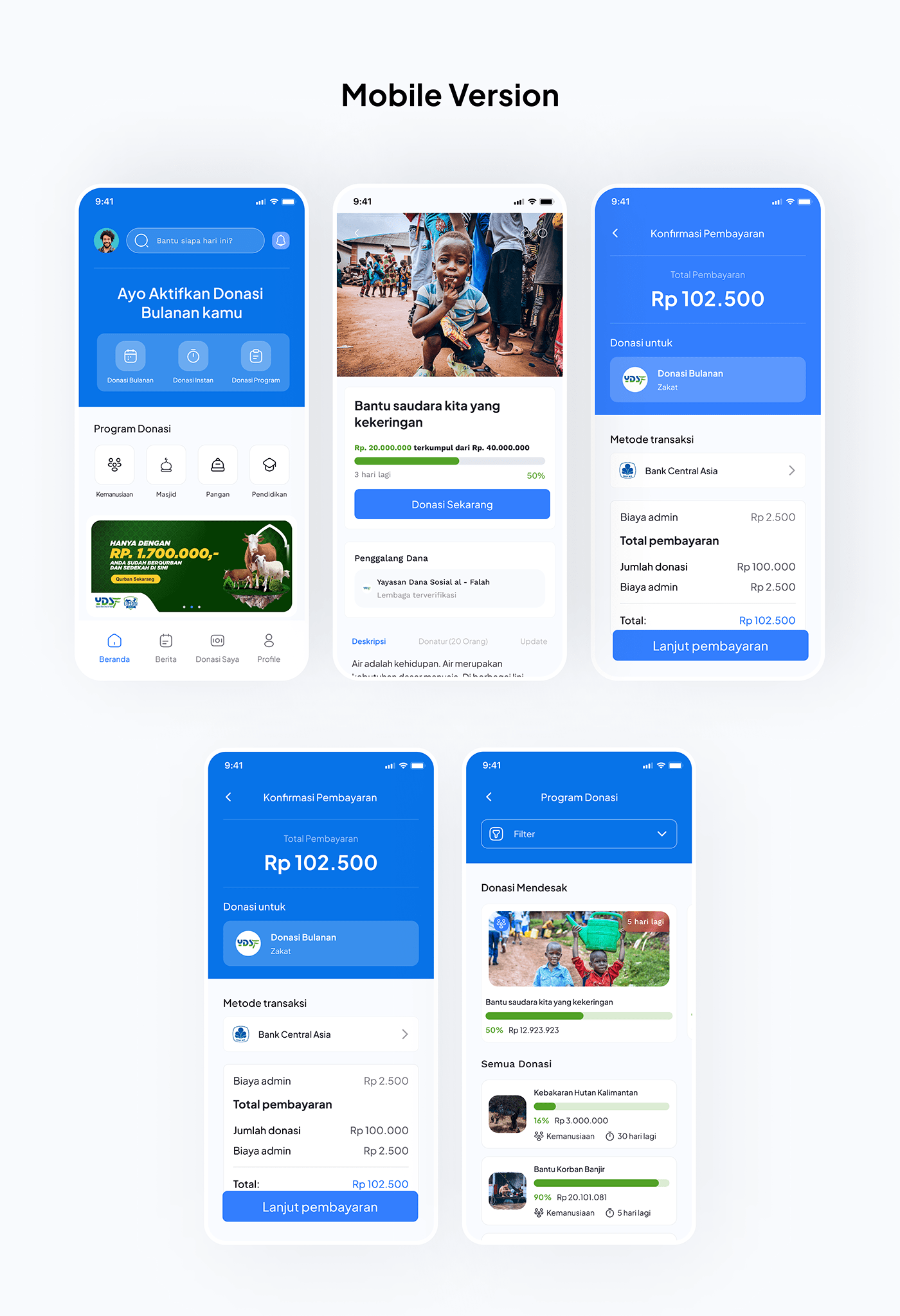 mobile version for charity and donation dashboard and mobile app design project