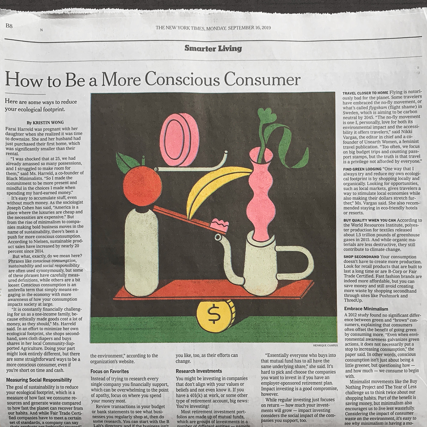 conscious Consumer Sustainability green objects Budget New York Times newspaper