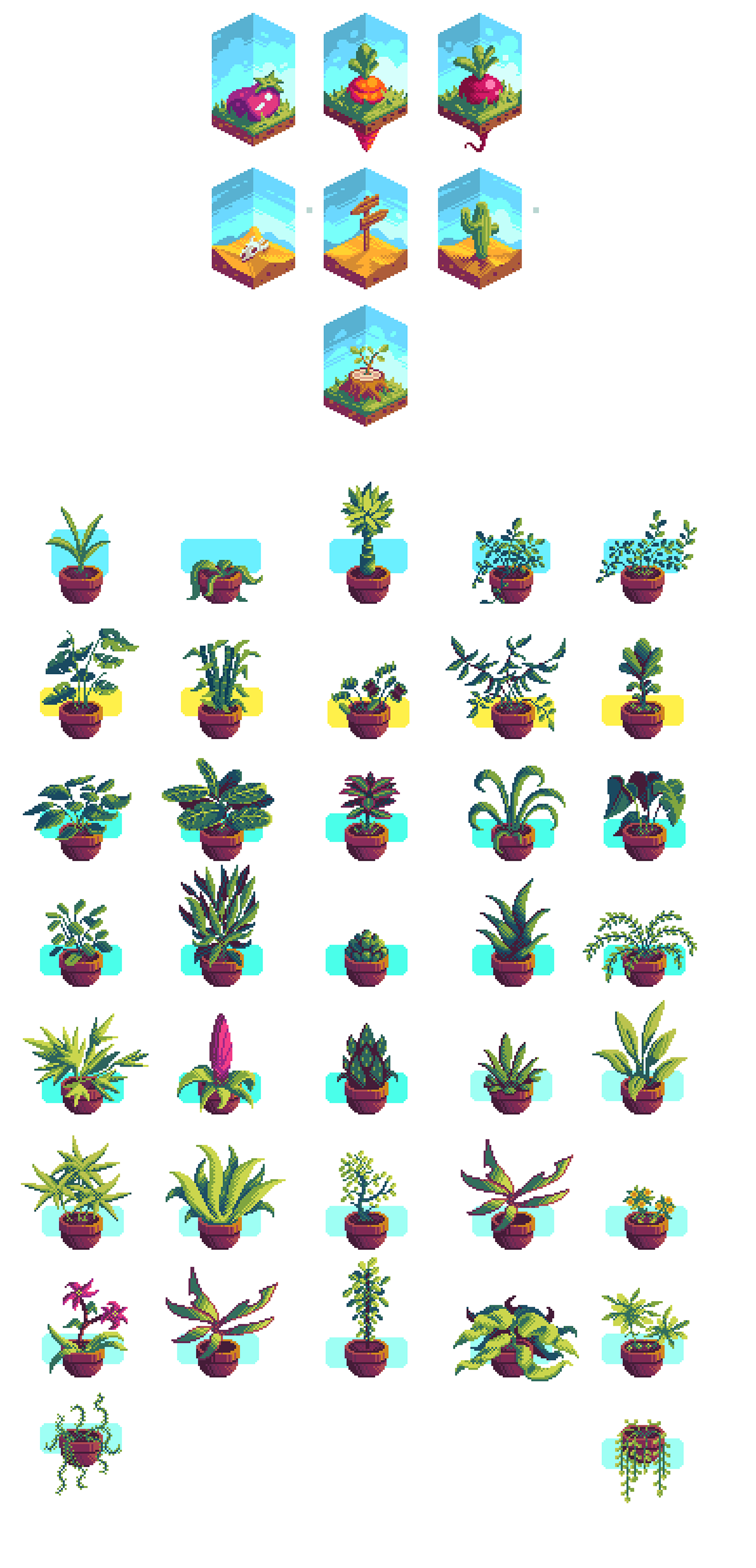 8bit animals colorful cute gameart icons pixel Pixel art plants portraits