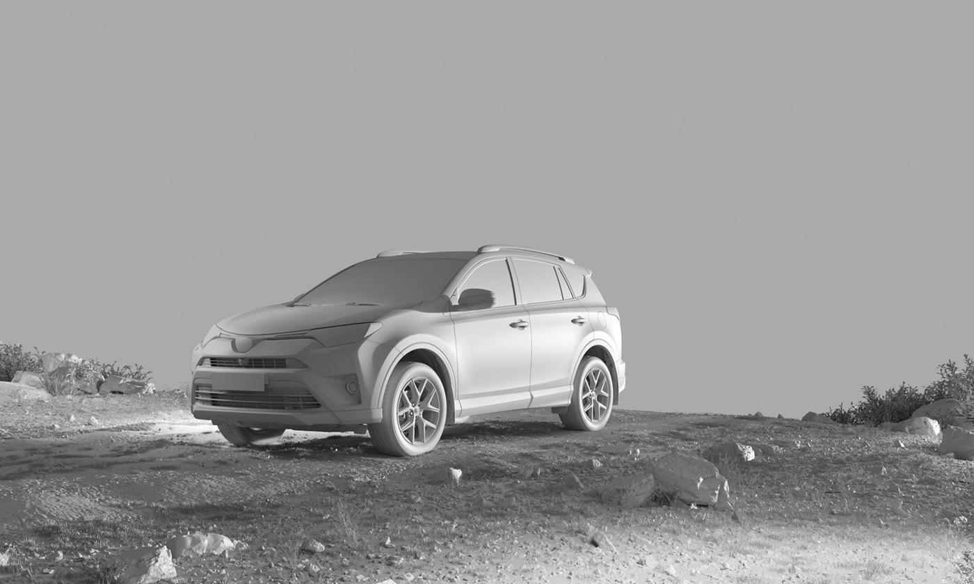 toyota rav4 car 3D CGI CG Render Mattepainting retouching  postproduction
