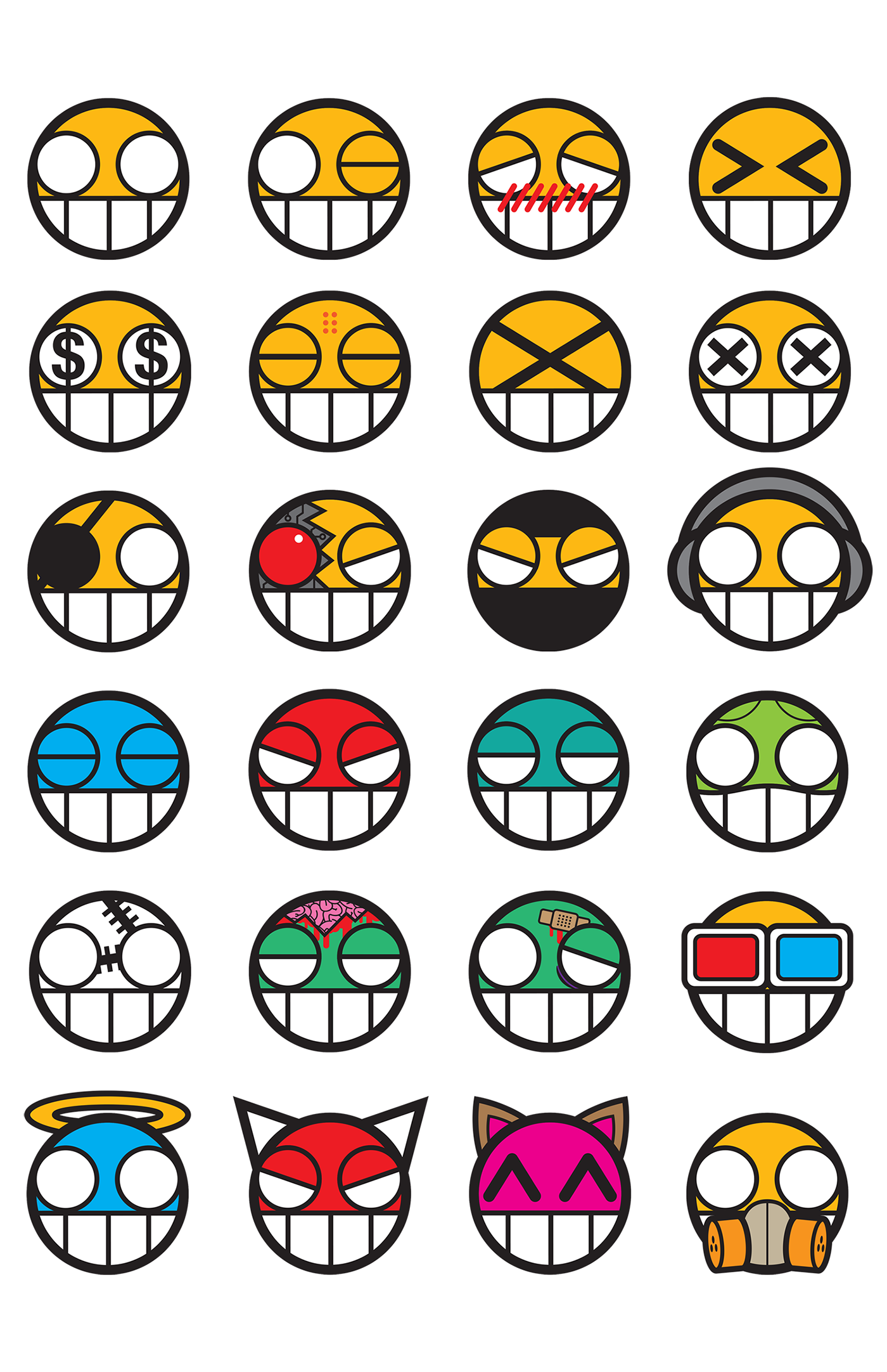Emoji smileys vector iconography pop buttonface Emoticon Street Art 