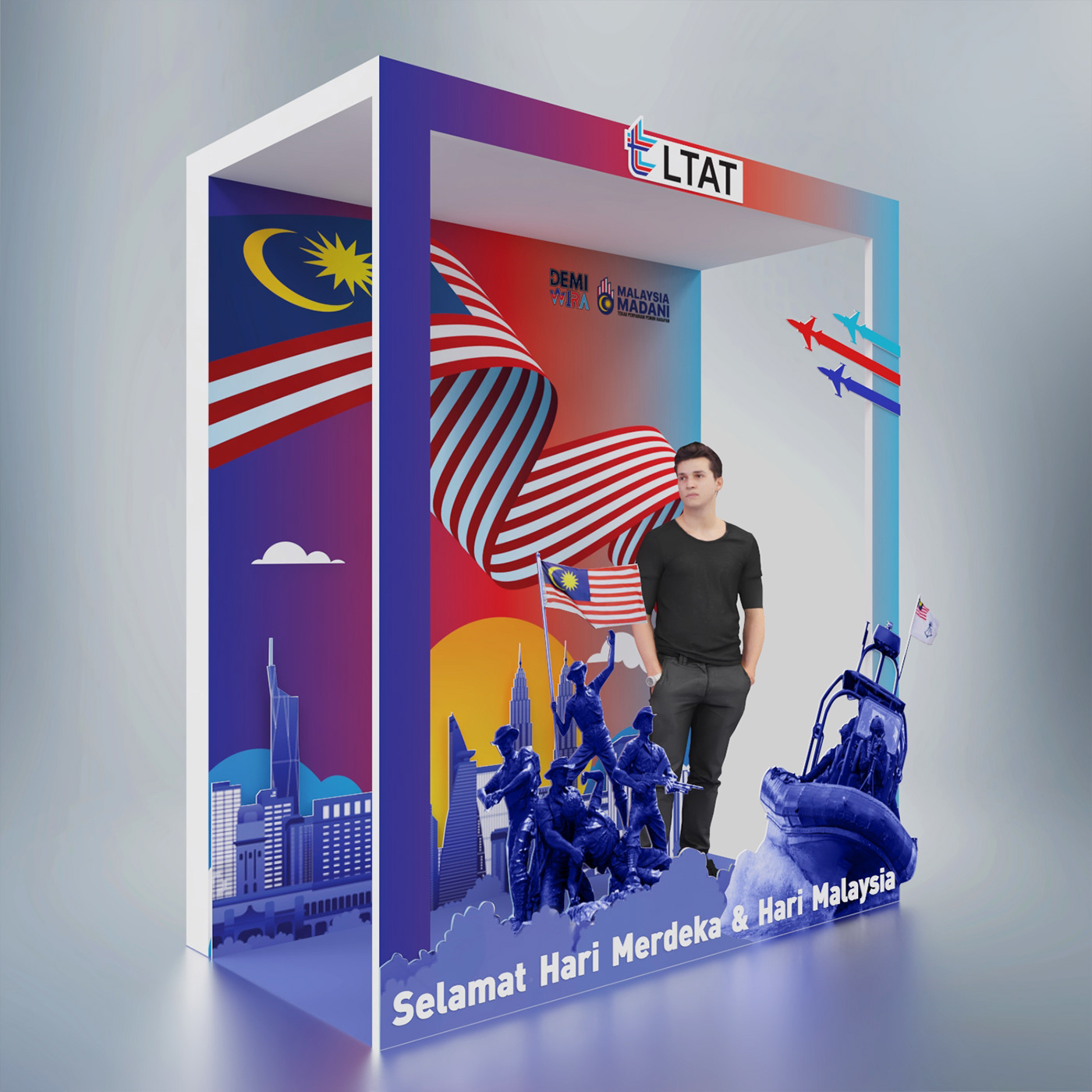 merdeka malaysia photo-op photo booth ILLUSTRATION  vector pop-up cut-out LTAT