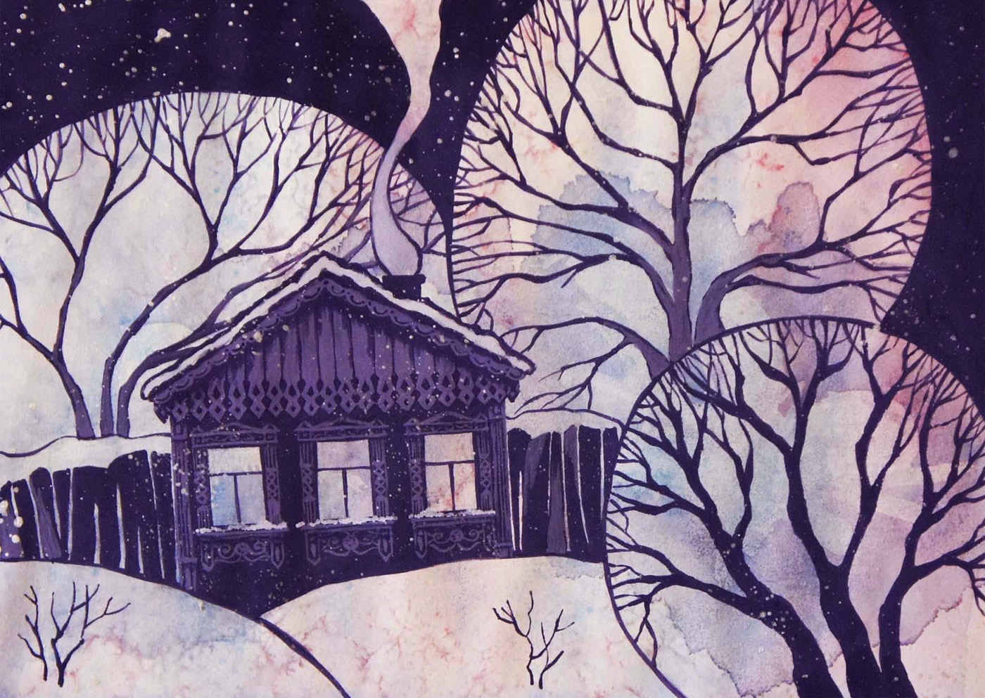 книжная иллюстрация Иллюстратор иллюстрация рисунок открытки Новый год Рождество зима открытка акварельная иллюстрация