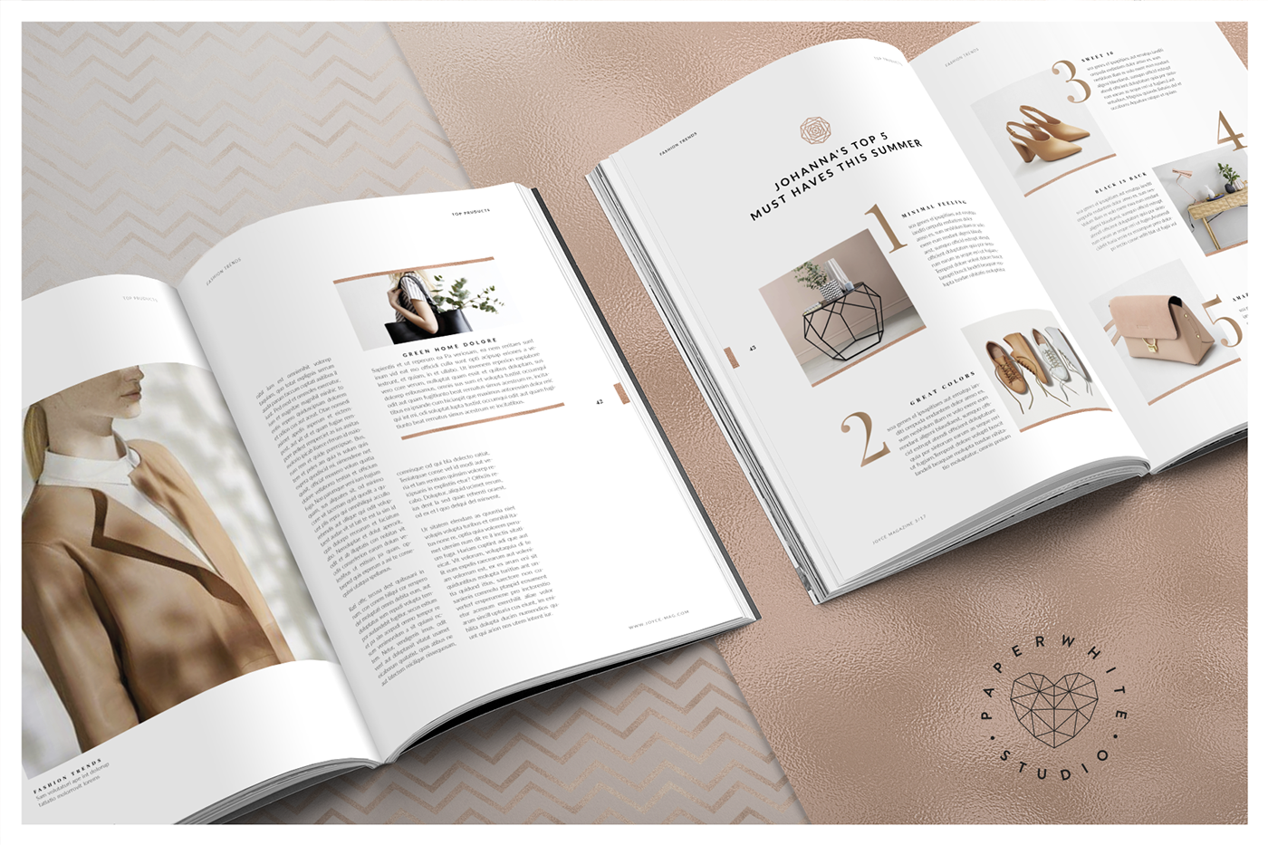 magazine brochure Lookbook template creativemarket portfolio copper ROSEGOLD Fashion  blogger