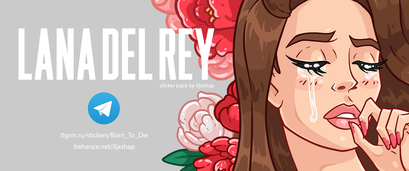 emotions Emoji stickers vector Iljashap Lana Del Rey Singer music popstar