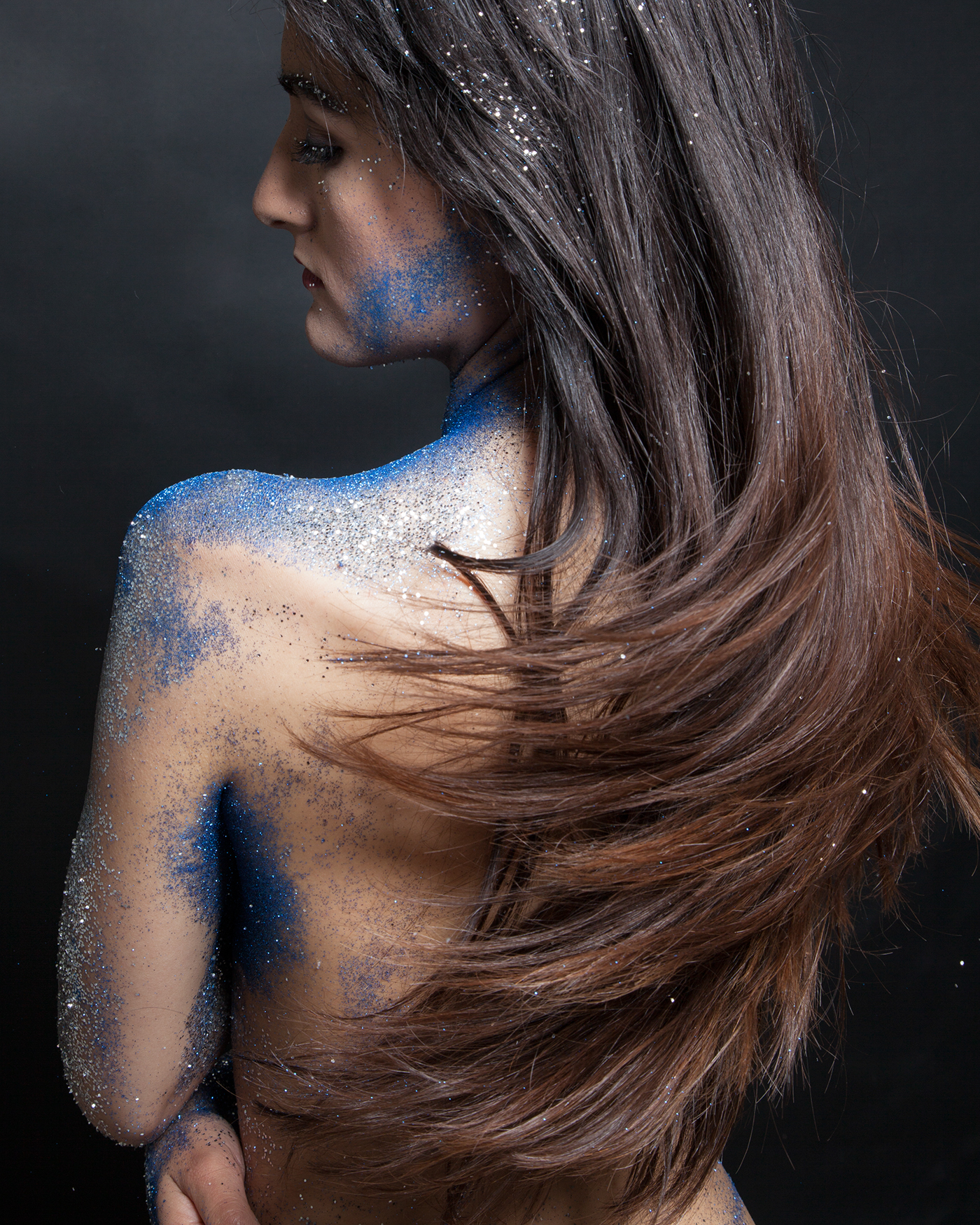 Glitter studio Photography  girl model blue Freeze Motion