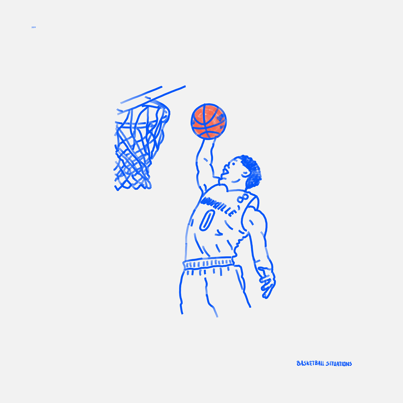 illustrations basketball blue ball basket Procreate ilustracion