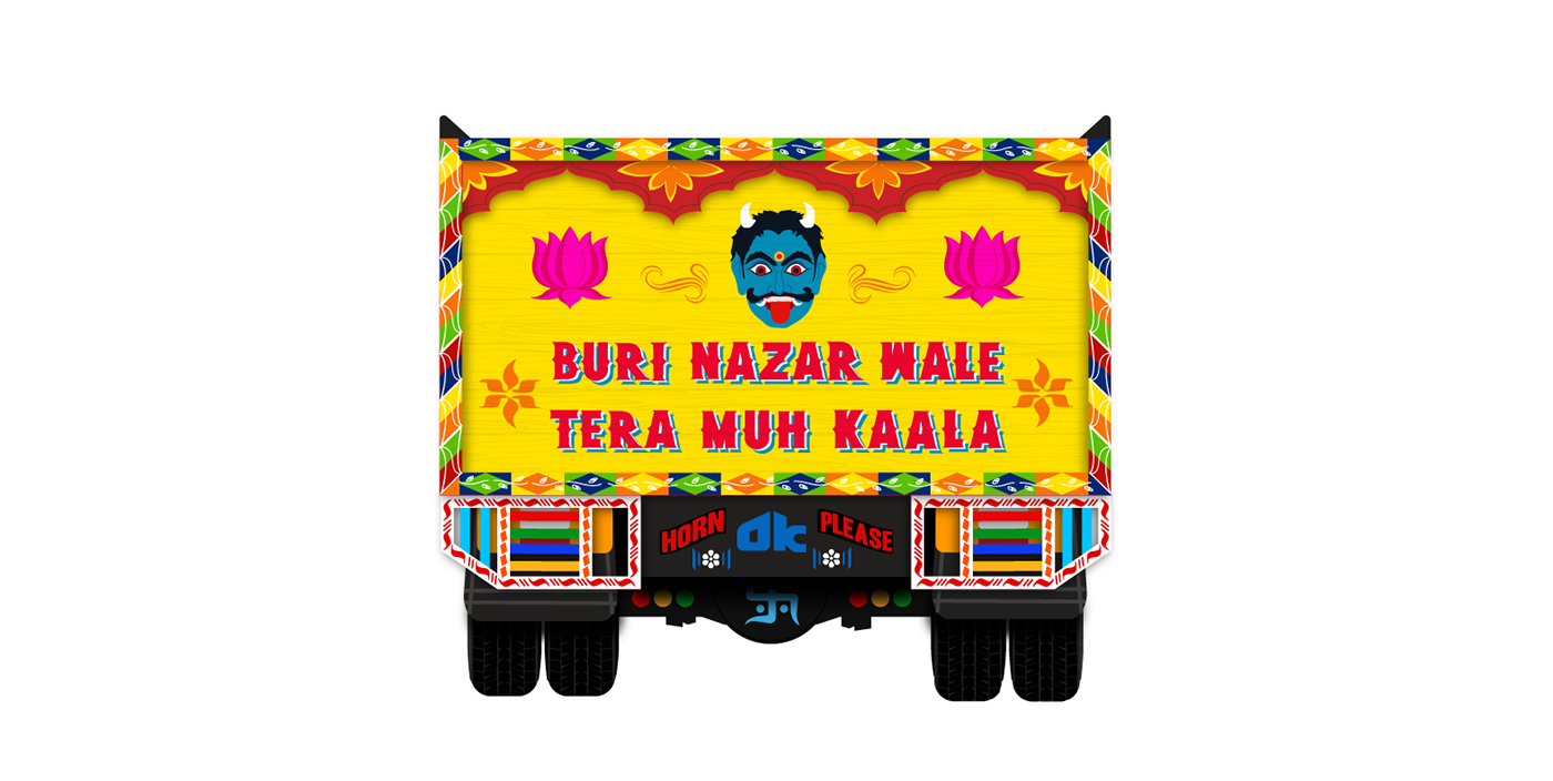 Truck India typography   truck art ILLUSTRATION  colours