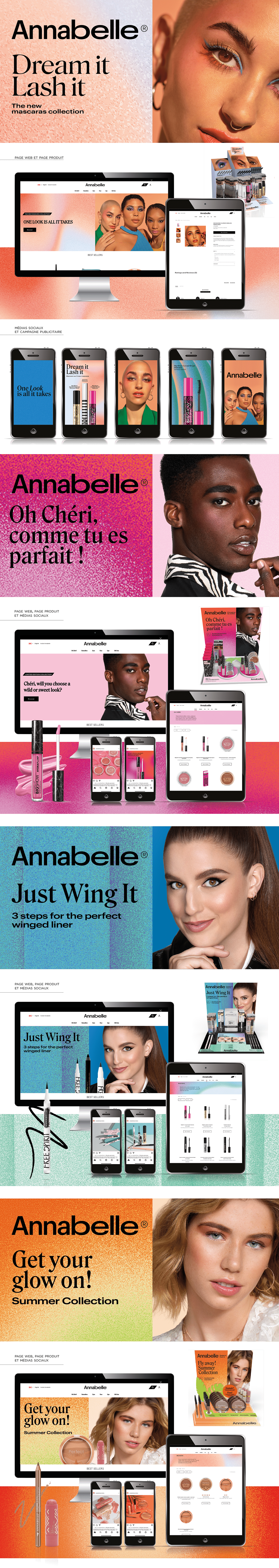 Annabelle beauty brand identity cosmetics design eyeliner makeup mascara Photography  social media