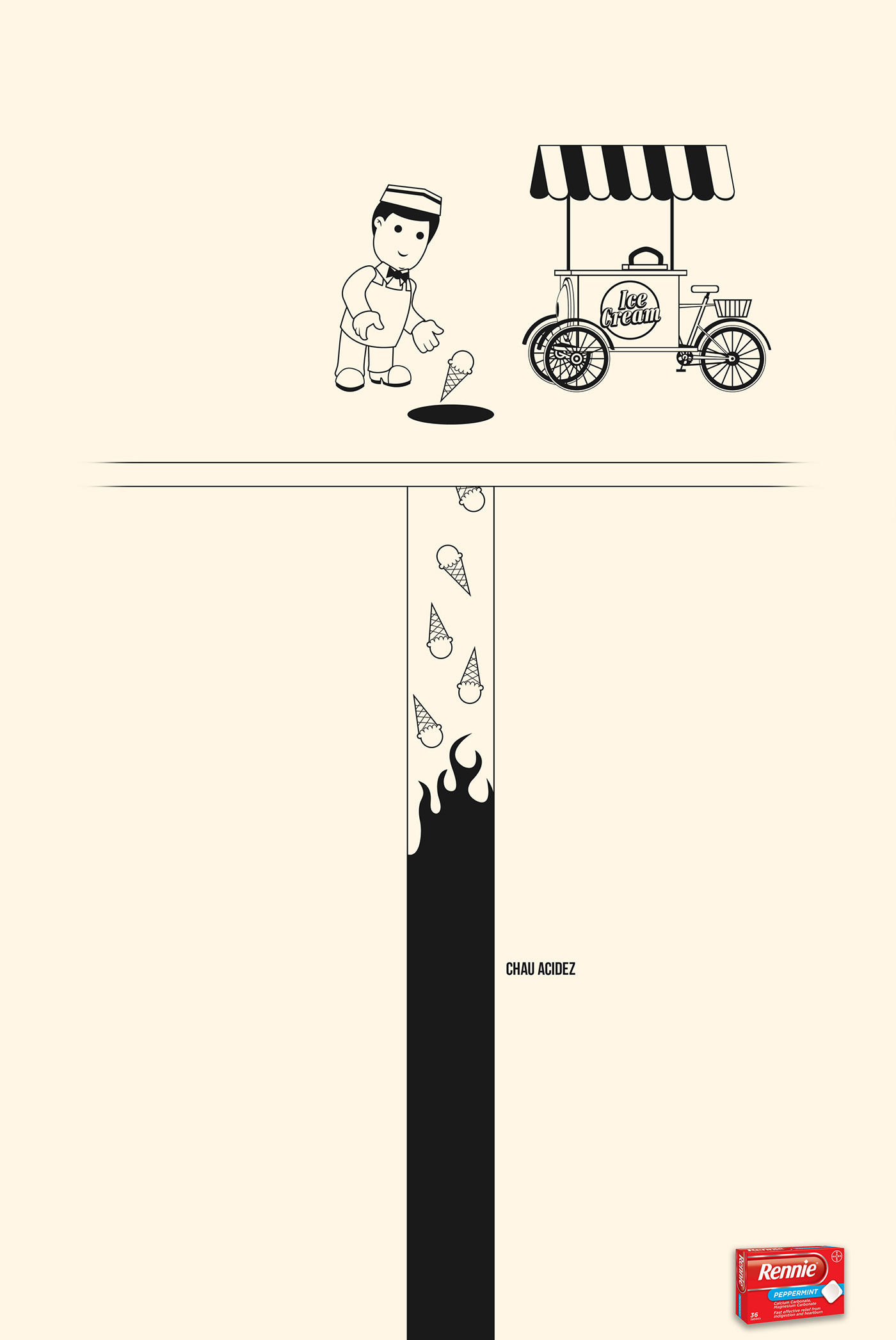 Rennie chau ACIDEZ Bombero superheroe heladero fireman ice cream ilustracion