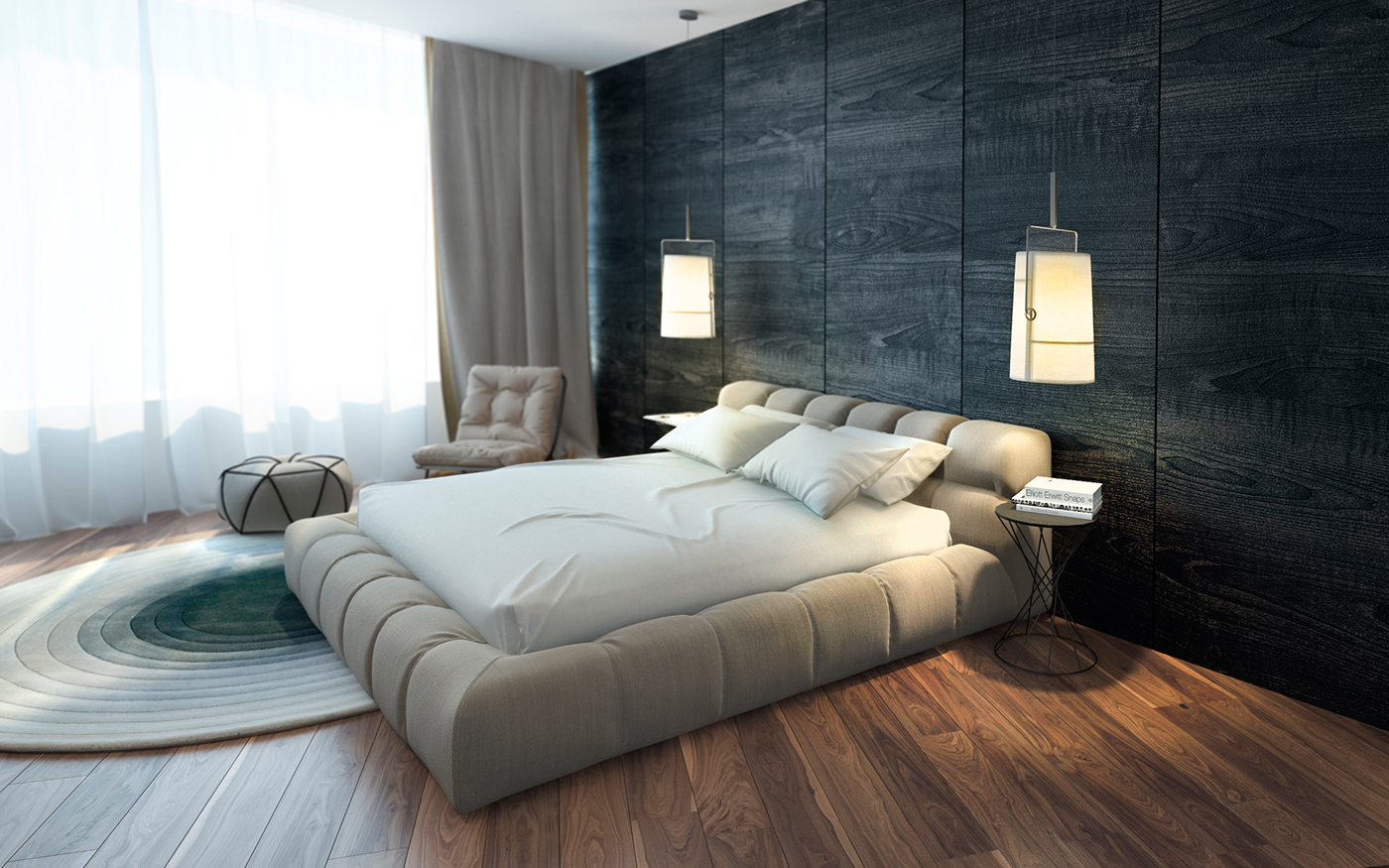 bedroom modern Interior contemporary clouth Tufty bed B&B Italia wood Wood Panels
