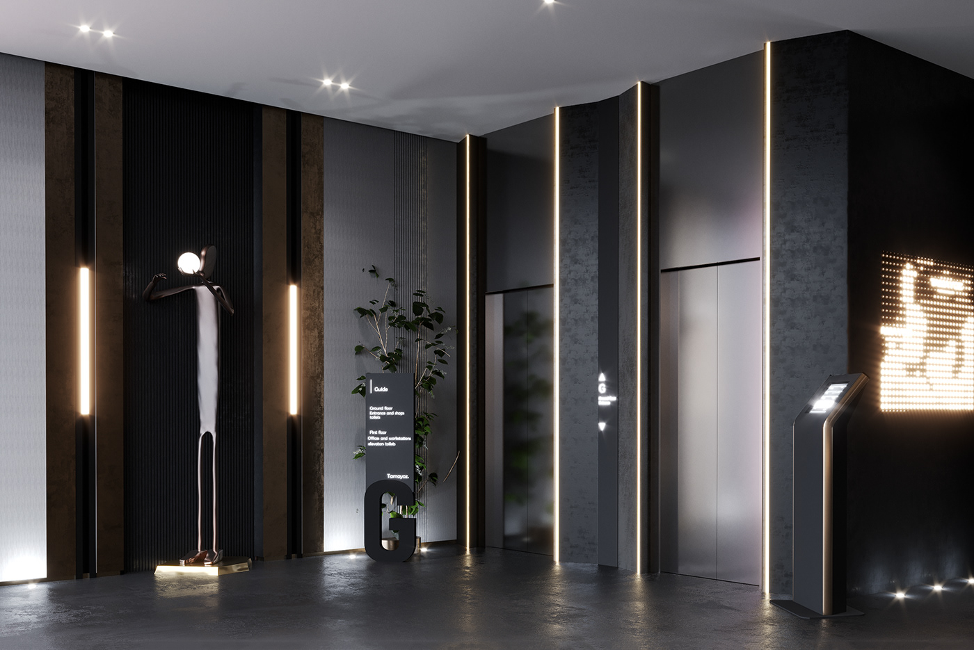 Entrance architecture modern visualization interior design  reception luxury creative admin elegant