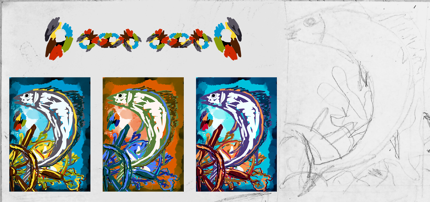 company digital painting fish fresh sea colors tuna line art illustration graphic design  Advertising  Poster Design