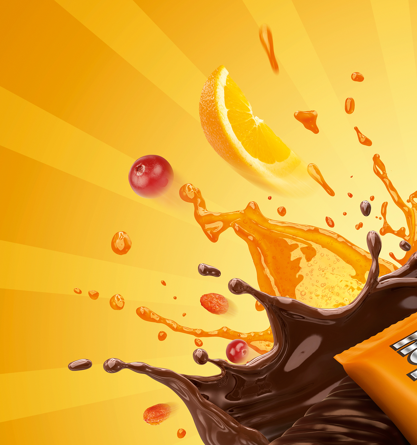 Hoppits chocolate splash Packshot CGI retouch delicious tasty Food  realistic