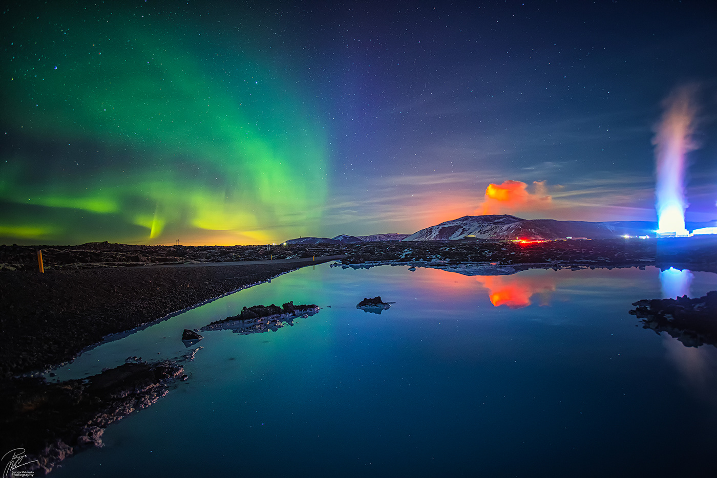 Aurora Borealis fire iceland Landscape lava Nature Northern Lights Photography  SKY volcano