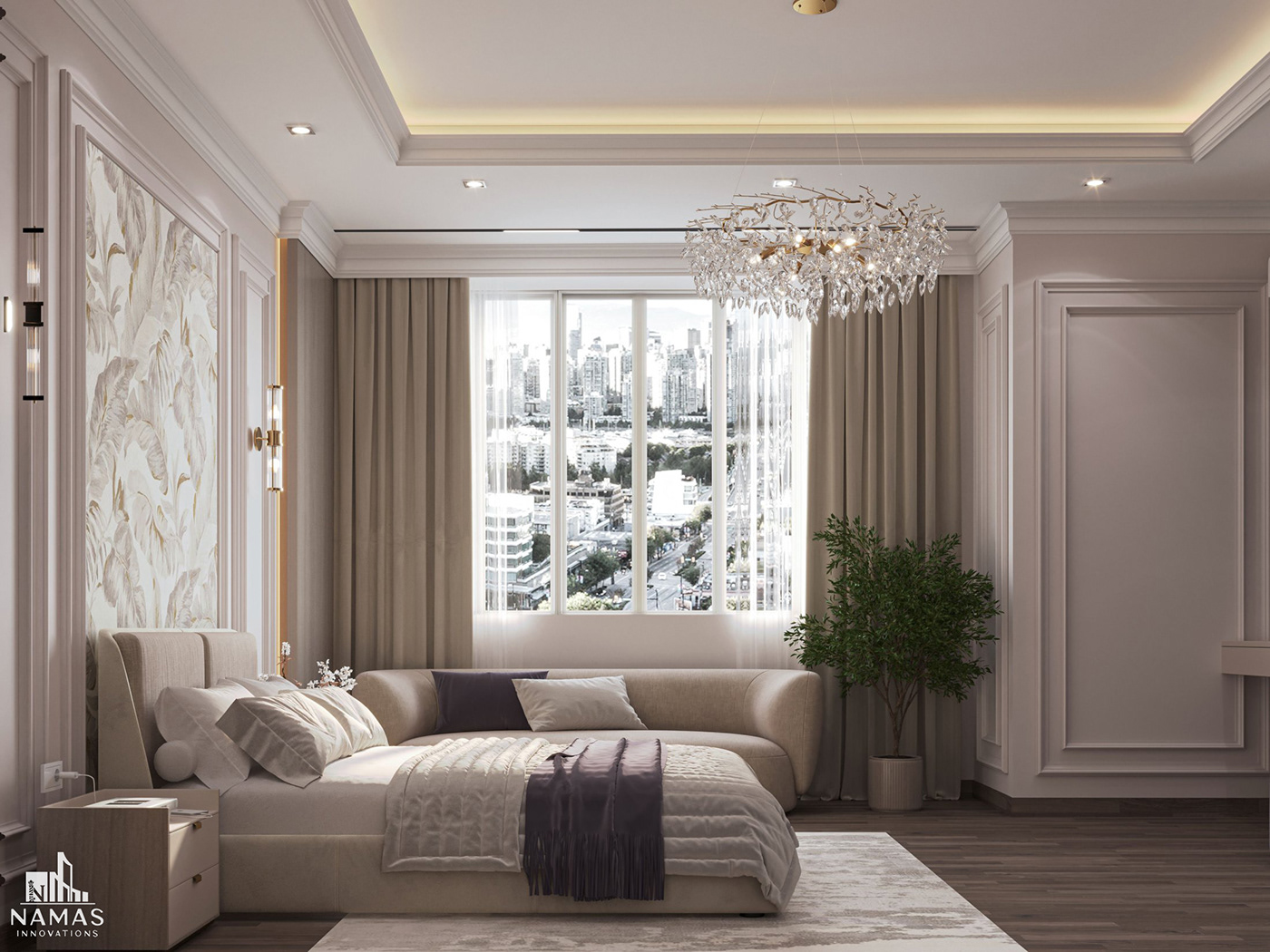interior design  visualization 3ds max corona architecture 3D neoclassic bedroom design تصميم داخلي  ديكور