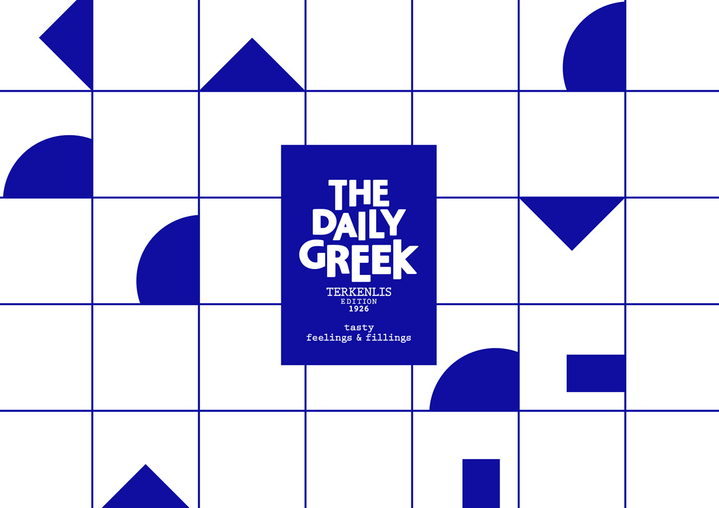 greek Geometrical pattern blue Food  branding  design pop Fun deli