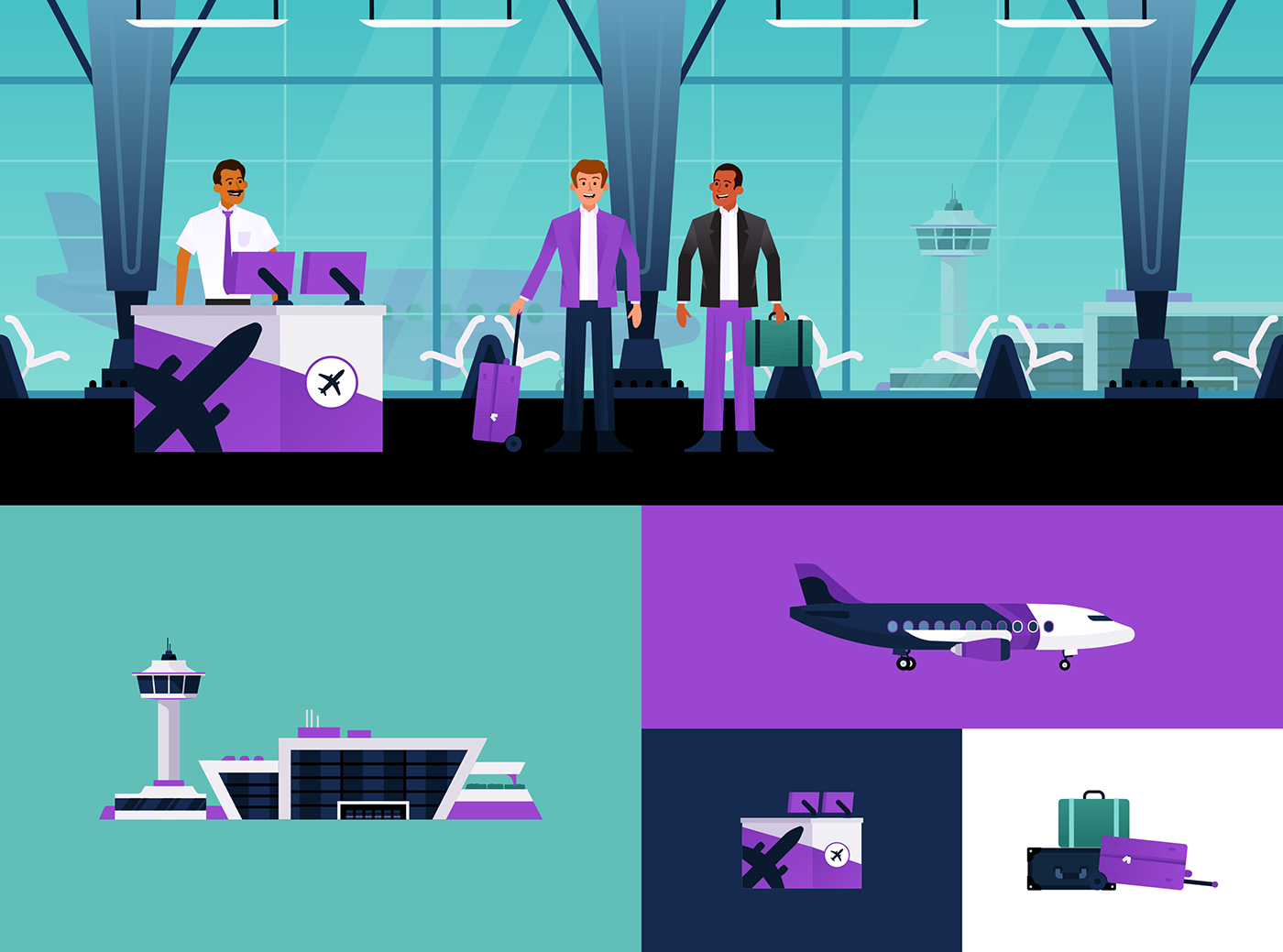 business travel upside Booking character animation Animated explainer Flights hotels ride sharing explainer video