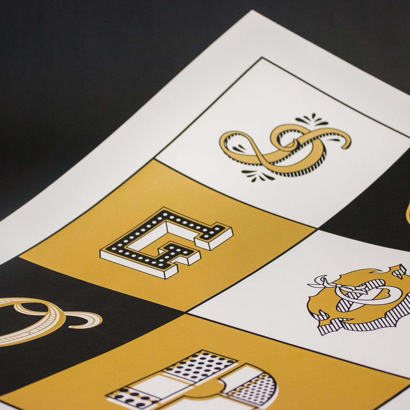 black gold Kraft screenprint print poster series Values