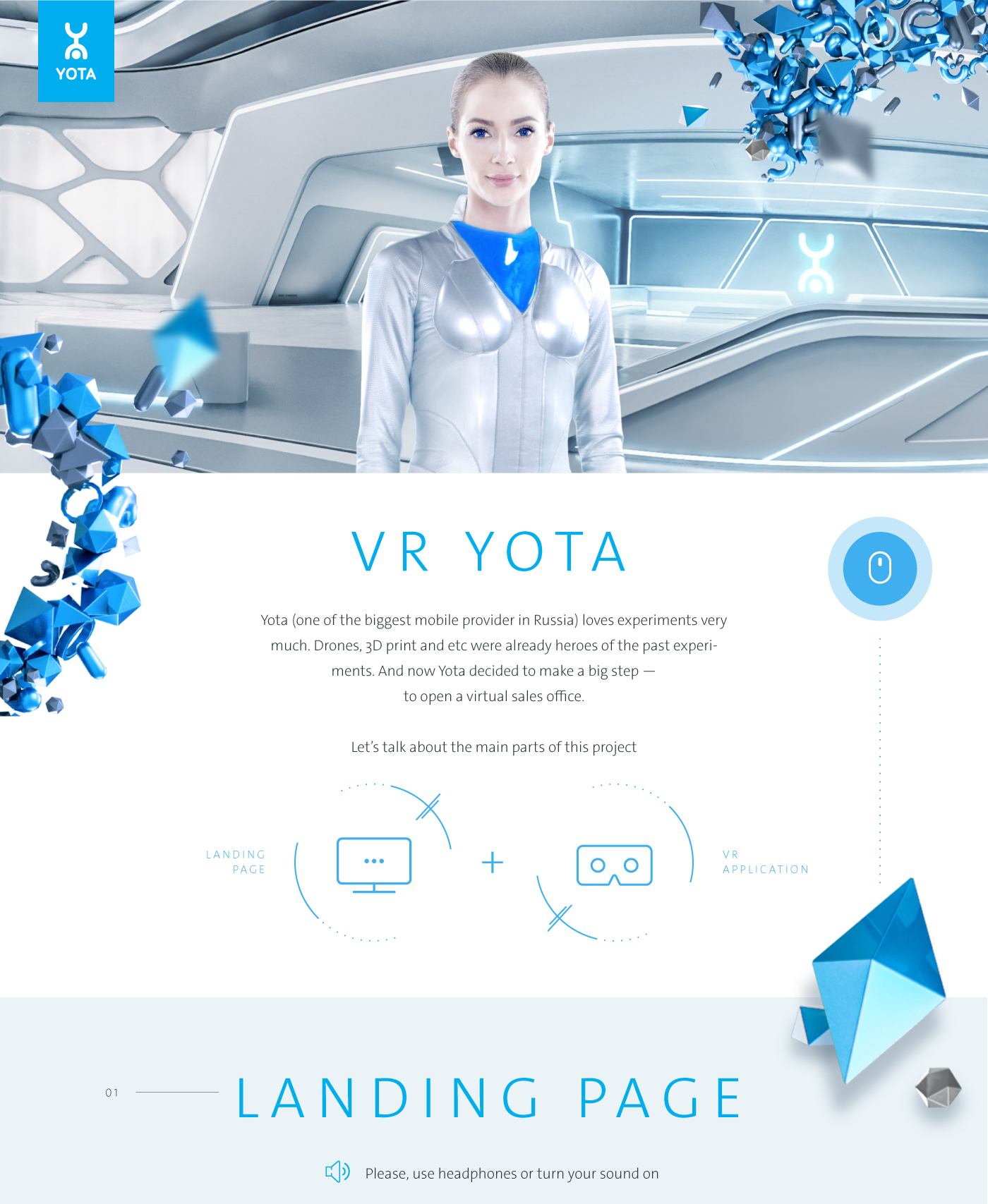vr Virtual reality Mobile app landing page Yota future office interactions