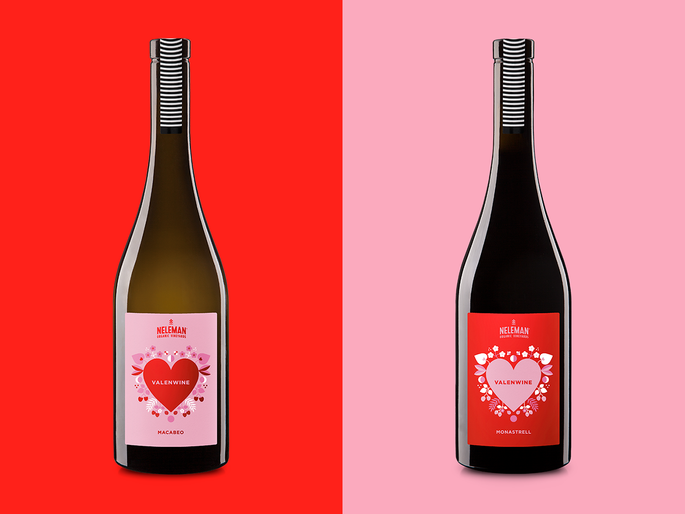 graphic design  heart ILLUSTRATION  limited edition Nature Packaging pink red valentine wine