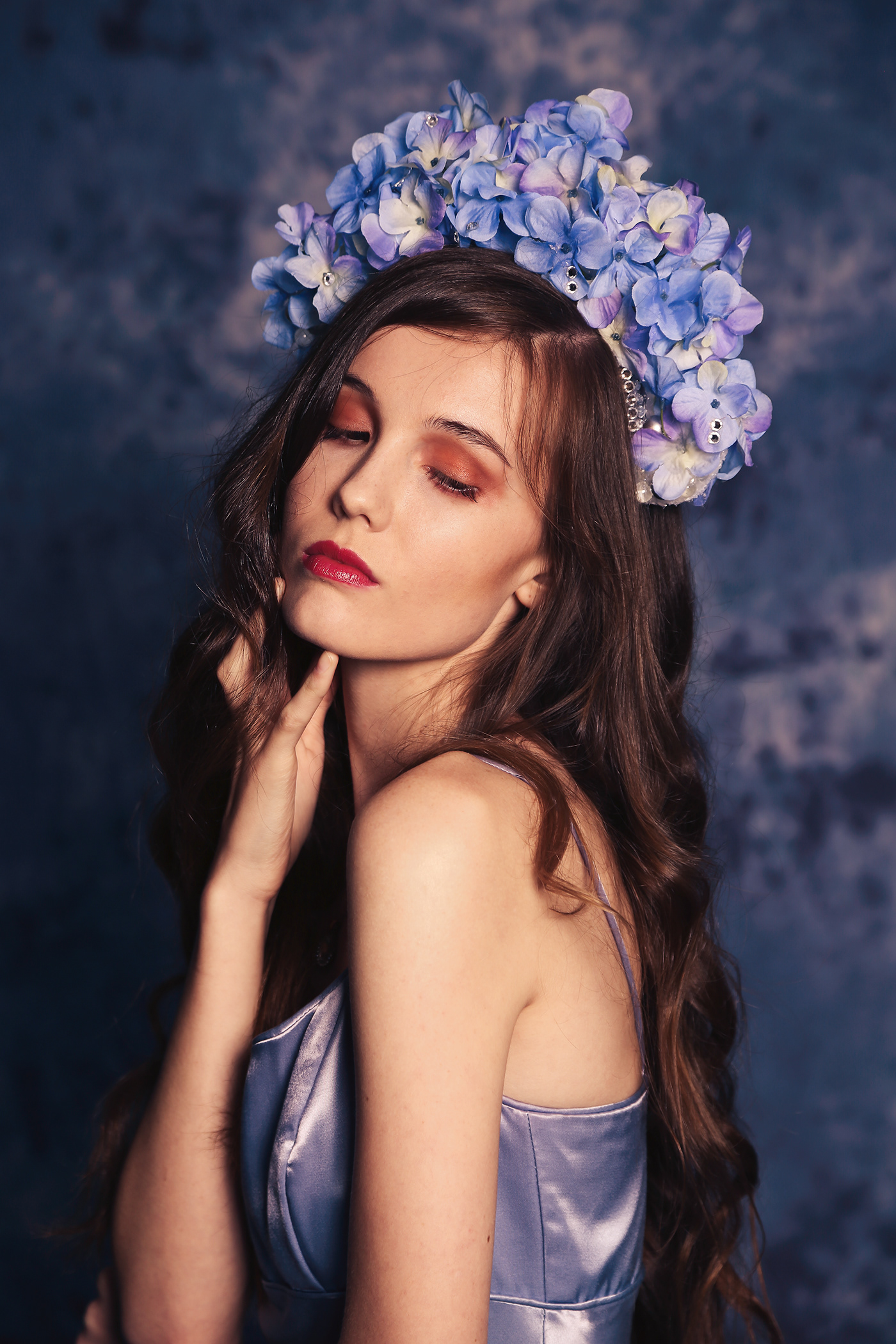 Creative Direction  Fashion  fashion photography feminine flower crown model Photography  portrait studio