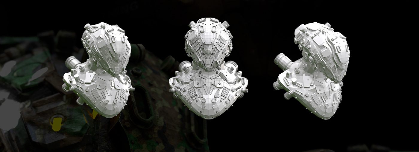 3D Render Helmet Space  machine art robot sci-fi concept art ntf