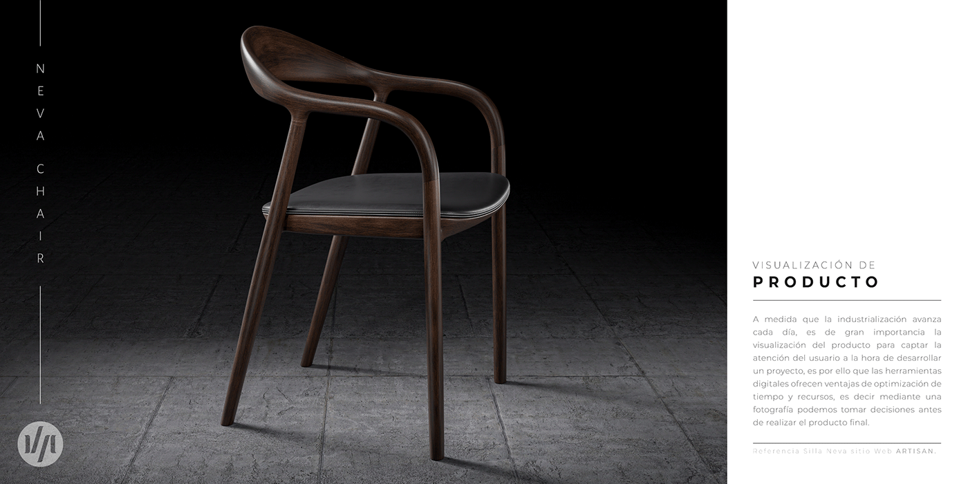 3d modeling 3dsmax product design  Render visualization chair fabric madera texture wood