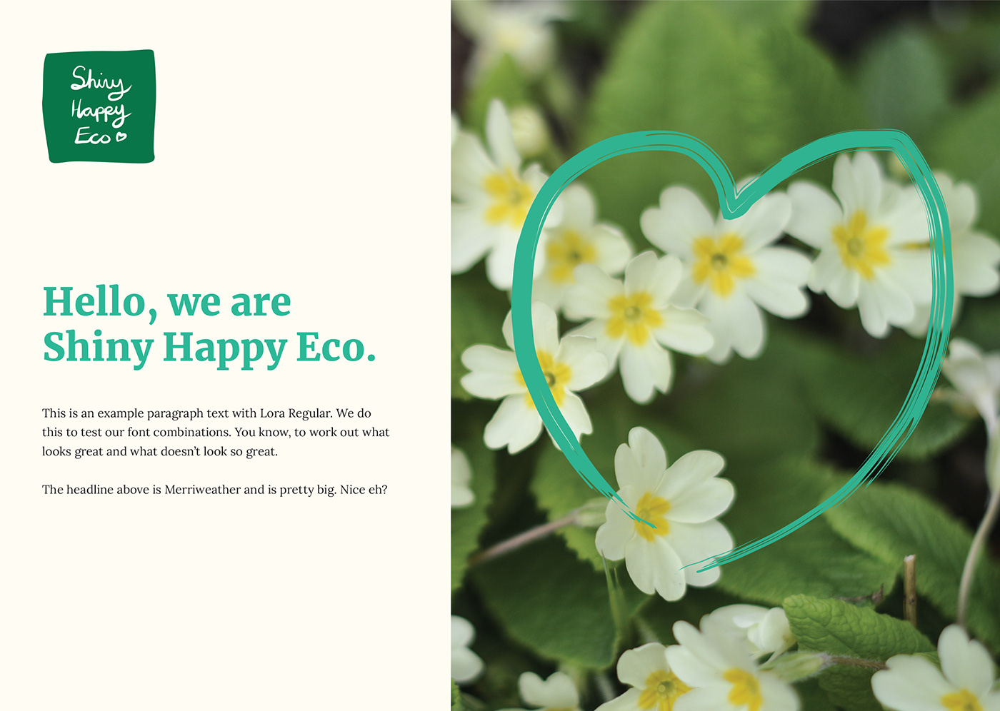 Example branding elements for Shiny Happy Eco branding