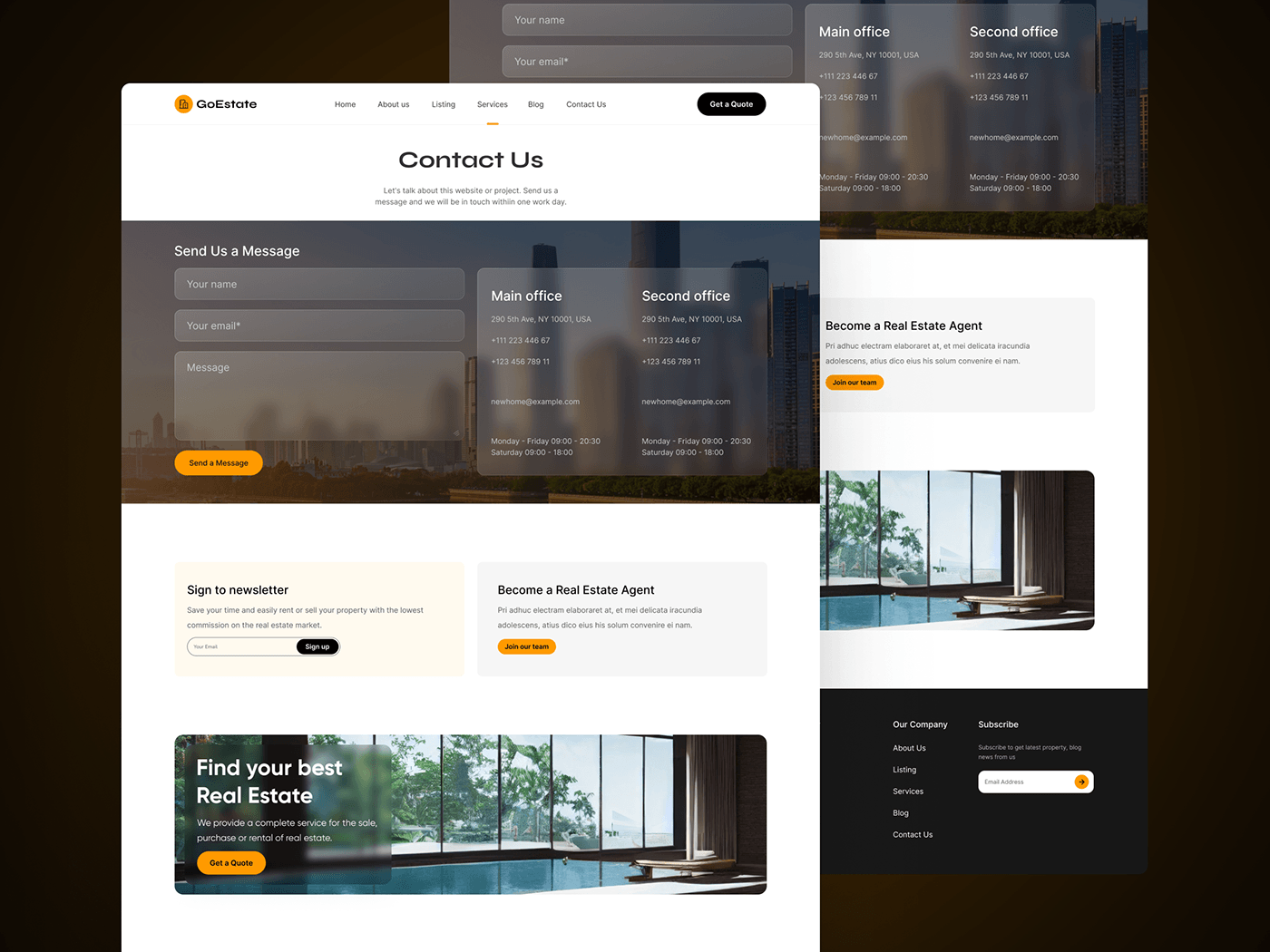 real estate Real Estate Website property landing page landing page design UI/UX Figma ui design Website Design property website