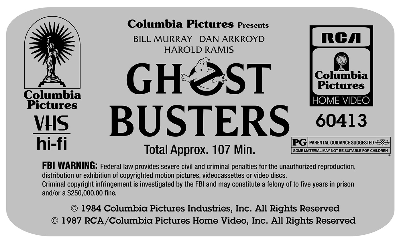 Ghostbusters VHS Label Sticker Arts