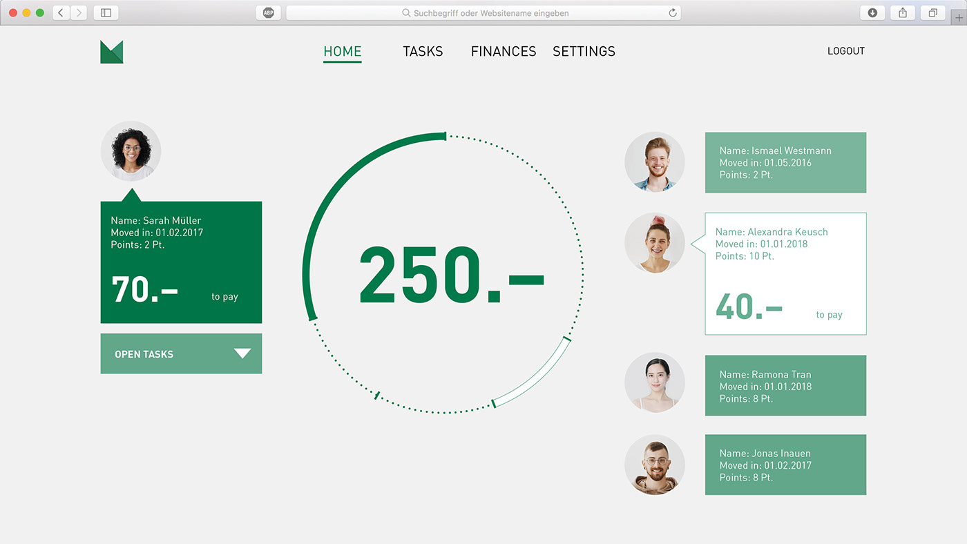 co-living design flatmates Migros Screen Design simple tasks UI