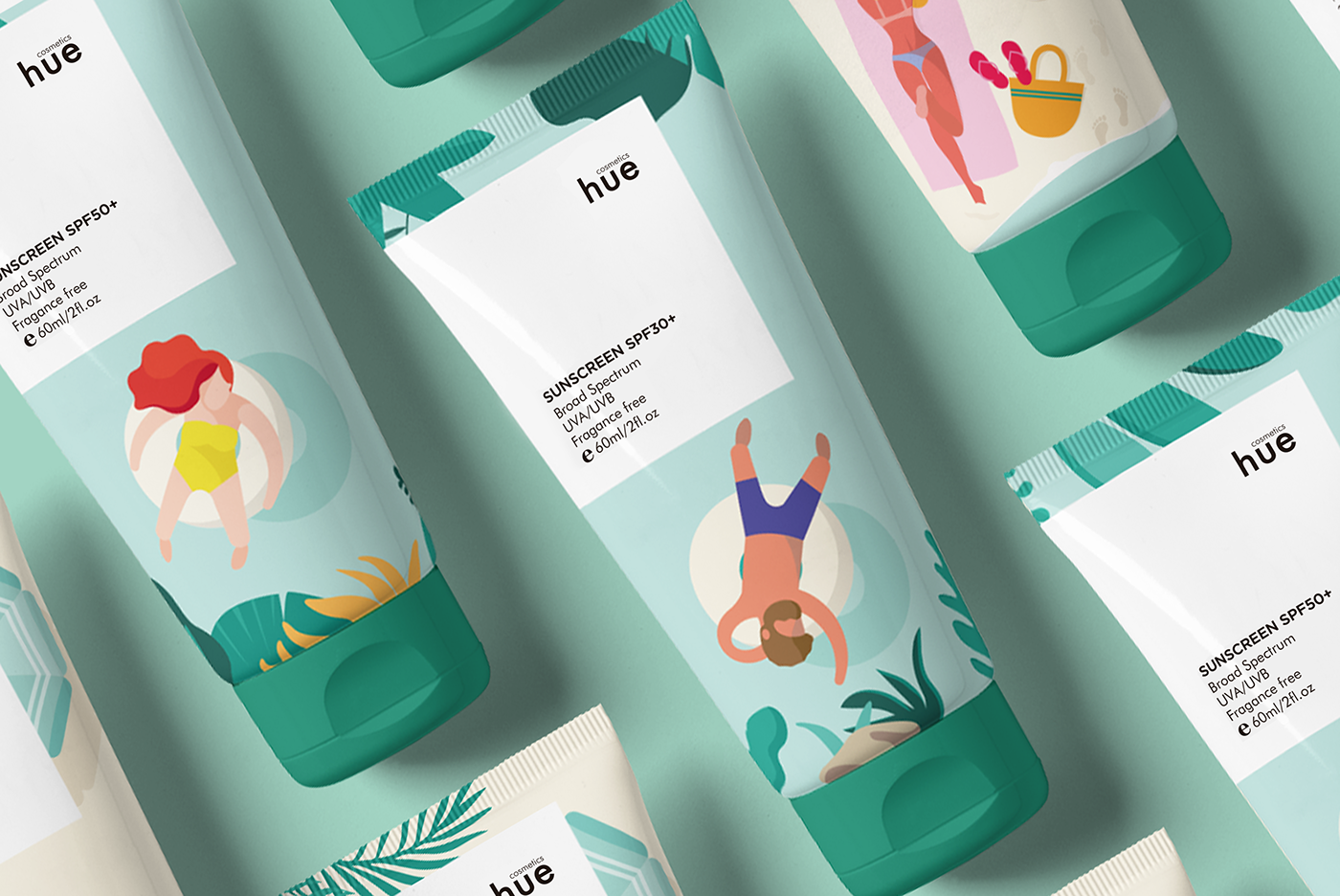 Packaging graphic design  ILLUSTRATION  sunscreen Cosmetic aftersun beauty product branding  skincare natural