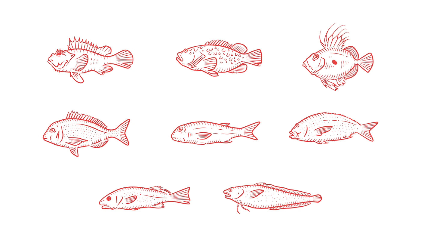 animation  brand identity branding  fish ILLUSTRATION  Logo Design Logotype menu design restaurant restaurant menu