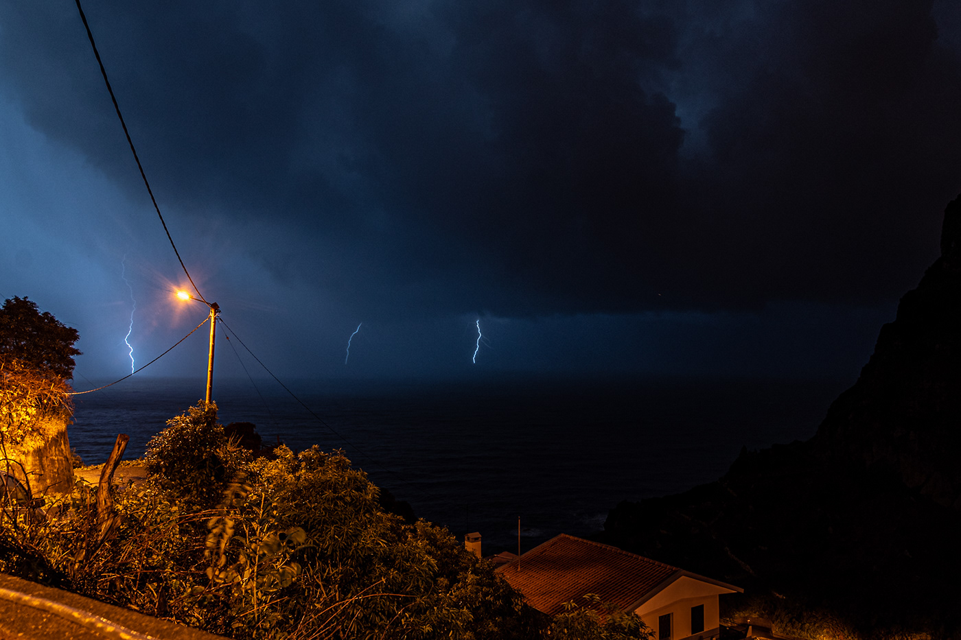 Landscape Nature night Portugal rain storm thunder thunderstorm weather world