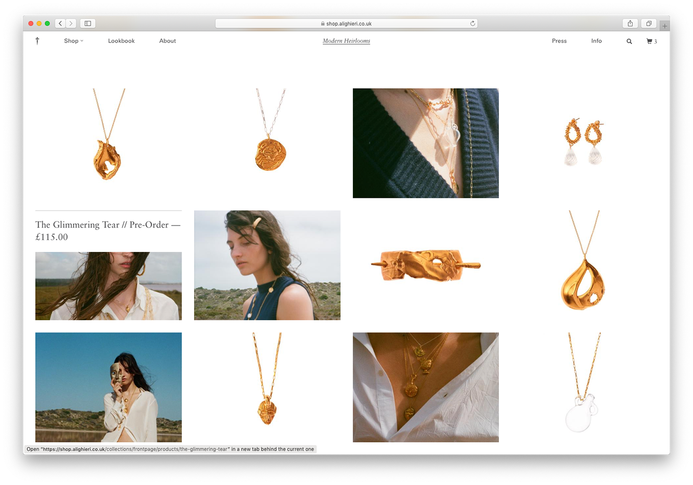 ux UI digital design alighieri Jewellery Website design
