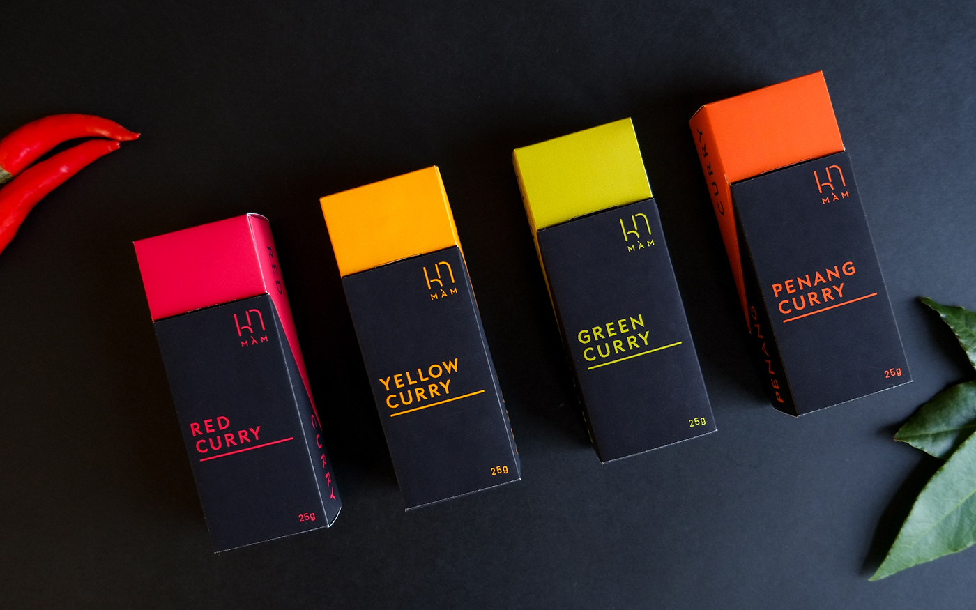 graphic design  packages packaging design branding  Food Packaging colors art direction  Food  editorial thai curry